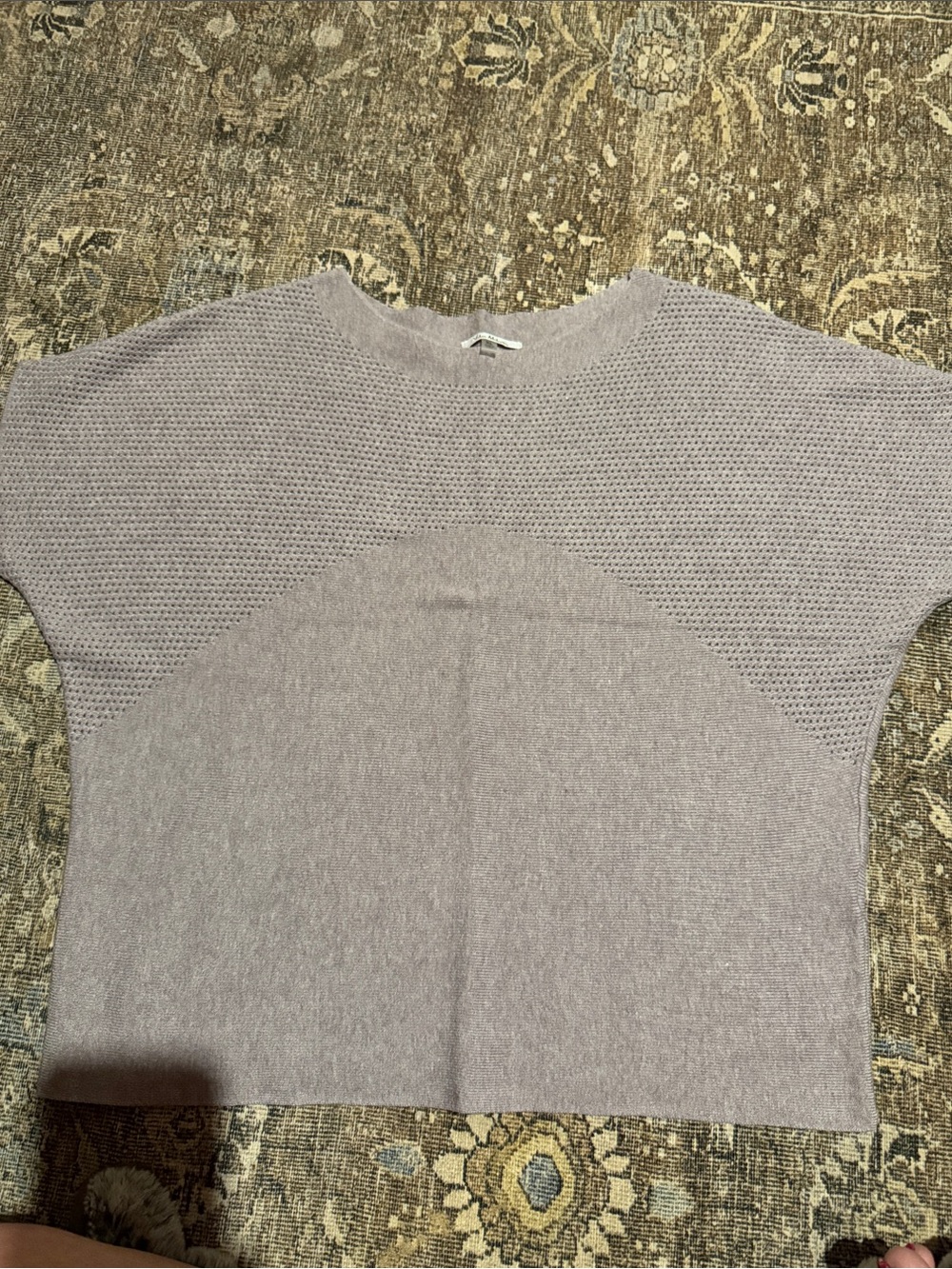 Relaxed Lavender Crewneck Short-Sleeve Sweater - XL